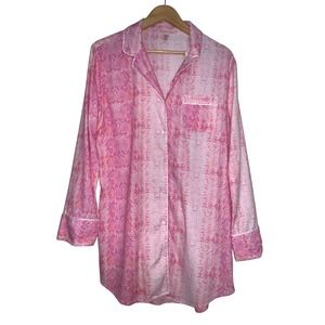 Victoria's Secret Pink Snake Print Button Down Nightshirt Sleep Shirt S P